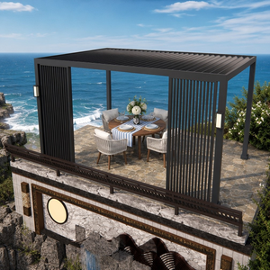Pergolas modernes de luxe en aluminium thermolaqué pour l'extérieur avec <span class=keywords><strong>toit</strong></span> électrique réglable et gazebo à rupture de pont thermique pour piscine estivale - Product Image 1