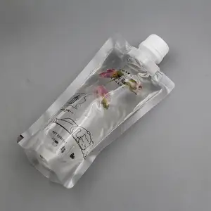 250 ml 500 ml kunststoffverpackung durchsichtige durchsichtige fette taschen für flüssiges wasser saft getränk drücktasche ausgussbeutel mit auslauf