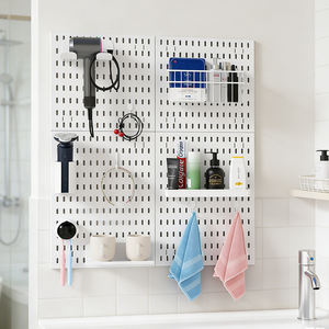 Organisateur de salle de bain mural à monter soi-même, étagère en panneau perforé sans perçage pour évier, cosmétiques et articles de toilette, rangement décoratif créatif - Product Image 1