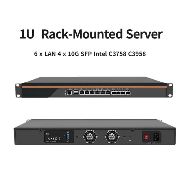 MiniTree Firewall Hardware VPN Firewall Appliance 6 X LAN 4 X 10G SFP In-tel Quad Core C3758 C3958 1U Firewall Server OPNsense