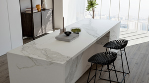 Dalles de porcelaine en pierre frittée effet marbre <span class=keywords><strong>travertin</strong></span> 1600x3200 pour escaliers, îlots de cuisine et comptoirs souples en quartz artificiel - Product Image 6