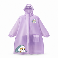Imperméable pour enfants en EVA, motif dessin animé mignon (dinosaure, requin, chat), avec capuche semi-transparente, pour garçons et filles, pour le camping et les sorties