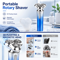 Rasoir Rotatif Portable pour Hommes, Têtes Flottantes 3D, Couvercle Magnétique, Rechargeable USB-C, Rasoir Électrique de Voyage pour Visage, Maison et Hôtel