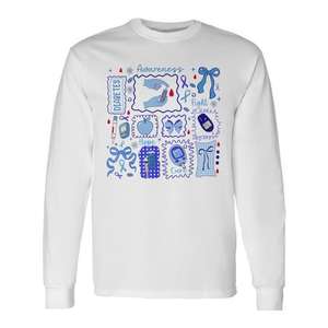 Camiseta de manga larga para concienciación sobre la diabetes, cinta azul, lucha, esperanza, cura, noviembre - Product Image 1