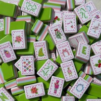 Feliz Navidad: Modernas Piezas de Mahjong Portátiles de Acrílico con Diseño Festivo de Joker de Dibujos Animados, Juego de Mesa de Lujo, Regalo para Fiesta de Navidad