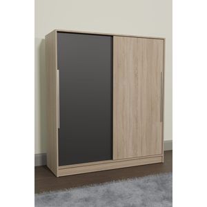 Armario Multifuncional Moderno Color Gris Sonoma con Puertas Corredizas, 11 Estantes y 2 Cajones, Diseño Plegable para Apartamentos - Product Image 1