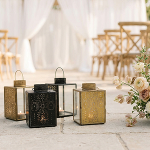 Wholesale <b>Mini</b> Moroccan Style Metal Framed Glass Tea Light Candle <b>Lanterns</b> for Home Decoration - Product Image 3