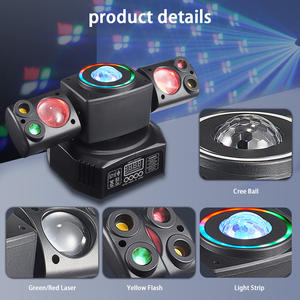 60w LED 더블 헤드 무대 파티 조명 레이저 스트로브 빔 매직 볼 4in1 <span class=keywords><strong>MiNi</strong></span> 생일 파티 바 디스코 이동 헤드 라이트 - Product Image 2