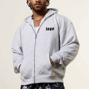 Supplier Unisex Boxy Fit Drop Shoulder Cropped Custom Logo Blank Luxury Windproof Breathable Men's Cotton Zip Hoodie - Product Image 1