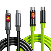 Câble de charge rapide USB C vers USB C 240W, flexible en silicone, avec affichage numérique, compatible iPhone, iPad, Galaxy, Xiaomi