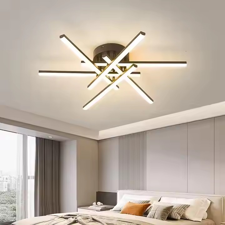 Modern Simple Aluminum Linear LED Ceiling Lamp Living Dining Room Interior Lighting Surface Mounted Chandelier Ceiling Light