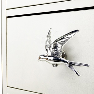 Tiradores y pomos de diseño moderno en forma de golondrina, chapados en oro/plata, de aleación de zinc, para armarios, cajones, cómodas, cocinas y dormitorios. - Product Image 2