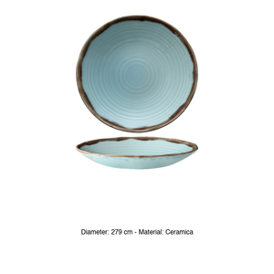 Plato Hondo Dudden Harvest Turquoise, Decorado a Mano, Cerámica, 27.9 cm, Suministros para Hoteles y Catering, Vajilla al por Mayor - Product Image 3