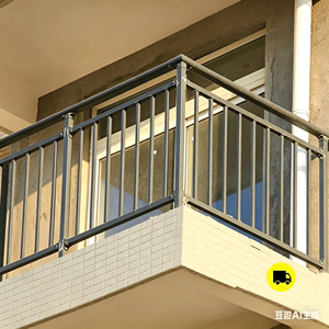 Rampe de balcon de style européen en fer forgé pour cour de villa, fixation au sol - Product Image 5