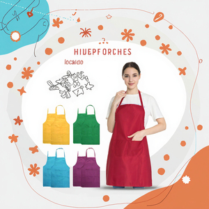 Tablier classique réutilisable et durable en polyester avec poche avant, option logo personnalisé, couleur noire, pour la vaisselle et la cuisine - Product Image 3