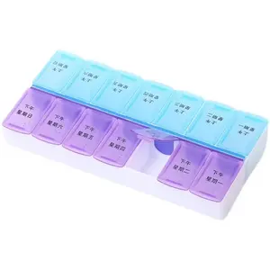 Pilulier hebdomadaire Arthritis Friendly Travel 7 Day Pill Box Case avec Spring Open Design et grand compartiment