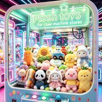 Peluches animales style pastel, assortiment en gros pour machines à pinces et jeux d'arcade, peluches mignonnes et douces en vrac