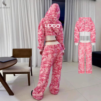 Setelan Olahraga Dua Potong Custom INS Spice Girls Distressed Crop Top Zip up Joggers Hoodie
