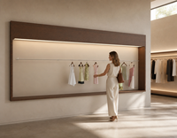 Système de présentoir Honya, support mural pour vêtements, cadre en bois, éclairage LED, rail de suspension pour vêtements, magasin de détail