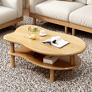 Modern Wood <b>Coffee</b> <b>Table</b> With Storage Shelf <b>Scandinavian</b> Design Living Room Furniture Solid Wood Base - Product Image 1