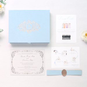 Boîte d'invitation de mariage en velours de haute qualité avec illustration personnalisée de l'emplacement, <span class=keywords><strong>sceau</strong></span> de <span class=keywords><strong>cire</strong></span> et carte chronologique pour mariage - Product Image 4