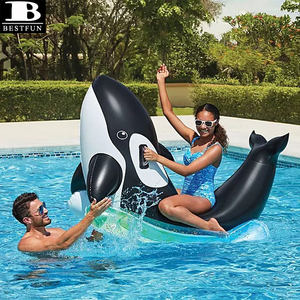 Bouée gonflable géante en PVC épaissi avec confettis et paillettes, en forme de baleine, avec poignées, pour enfants et adultes - Product Image 5