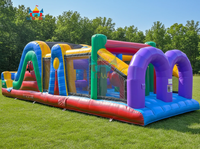 Parcours d'obstacles gonflable commercial coloré pour enfants – Défi interactif pour fêtes et locations événementielles