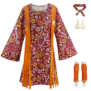 Costume d'Halloween avec Fringe <span class=keywords><strong>Hippie</strong></span> Vintage Cosplay Performance Outfit - Product Image 3