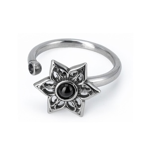Anillos Antiestrés de Acero Inoxidable 316L, Forma de Hexagrama con Incrustaciones de Piedras Preciosas Negras, Ajustables, Estilo Retro para Hombres y Mujeres, Uso Diario - Product Image 2