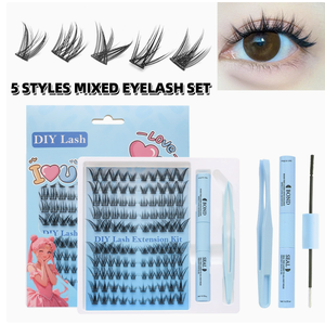 Kit d'extension de cils en grappe DIY Aesphylash avec colle, scellant, pince à épiler, faux cils mats en vison synthétique, naturels, doux, sans cruauté animale, logo personnalisé - Product Image 3