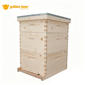 Caja de colmena de madera Golden Bear para 10 cuadros, con techo metálico, equipo de apicultura para abejas mieleras - Product Image 1