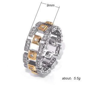 Anello moderno bicolore per donna, design con intarsi scintillanti, gioielli creativi alla moda - Product Image 5