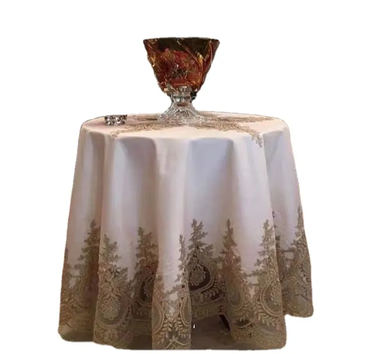 قماش طاولة فاخر بتصميمات فريدة مخصصة مزخرفة بالتطريز لحفلات الزفاف مصنوع من الدانتيل طاولة عداء طاولة عداء