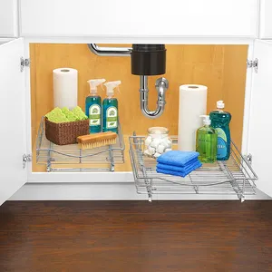 Lanejoy Home Cabinet Organisateur Pull Out Wire Metal Shelves Kitchen Pull Out Basket
