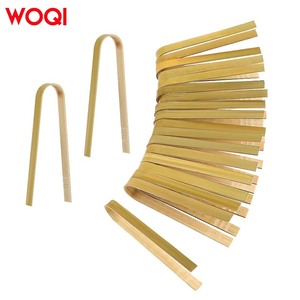 WOQI Ustensiles de cuisine en bambou vert Pince à thé pour salade <span class=keywords><strong>Bacon</strong></span> et toast Ustensile en bois pour la préparation des aliments - Product Image 2