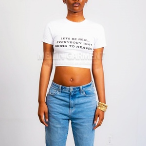 Custom Printed logo Neck Crop <b>Top</b> Tshirts Short t Shirts Women Short Sleeve Custom Crop <b>Tops</b> for Women - Product Image 2