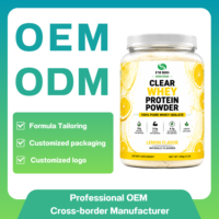 Poudre d'Isolat de Protéine de Lactosérum Transparente OEM ODM Saveur Citron 900g Protéine de Lactosérum de Bovins Élevés en Pâturage 25g de Protéines Faible Teneur en Sucre Nutrition Sportive Marque Privée