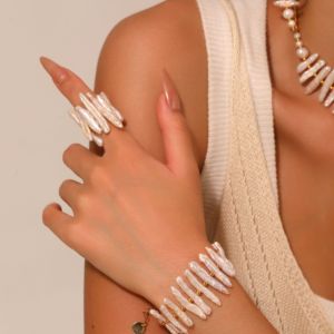 Anello di perle a forma speciale in avorio bianco alla moda per feste di nozze e regali - Product Image 5