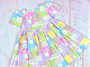 เดรสแขนสั้นพิมพ์ลายดอกไม้สีชมพูสำหรับเด็กผู้หญิงชุดเดรส GSD2994ตามสั่งฤดูร้อน - Product Image 5