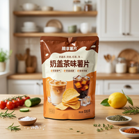 Sachet alimentaire en plastique laminé PE pour chips, avec logo personnalisé en relief, emballage pour chips de pommes de terre, pochette à collation autoportante avec fermeture éclair, commande en gros