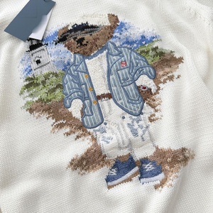เสื้อสเวตเตอร์คอกลม RL/Sweep Size 25 Years Bear รุ่นใหม่ประจำฤดูใบไม้ร่วง/ฤดูหนาว ผ้าฝ้าย 100% ปักลายการ์ตูนอย่างดีสำหรับผู้ชายและผู้หญิง - Product Image 2