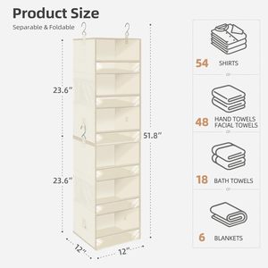 6-Shelf Hanging Closet Organizer 3-Shelf <b>Units</b> Oxford Fabric Collapsible <b>Storage</b> For Bedroom Clothing - Product Image 3