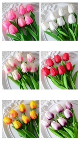 <strong>Cheap</strong> Artificial Tulip Pink Yellow <strong>Purple</strong> <strong>Flower</strong> Wedding Decorative Real Touch Pu Faux Tulip <strong>Flower</strong> for Decor - Product Image 6
