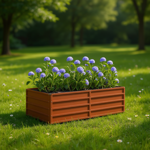 แปลงปลูกต้นไม้ยกพื้นเหล็กคอร์เทน ขนาด 63 x 31.5 x 17.7 นิ้ว สำหรับปลูกดอกไม้ สไตล์เรียบง่าย สีน้ำตาล - Product Image 2