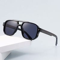 Lunettes de soleil pilote vintage personnalisées 2025 pour hommes et femmes, avec rivets, protection UV400, verres vert foncé, double pont, forme carrée