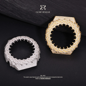 Montre G-Shocks GA2100 Iced Out VVS Moissanite avec boîtier en laiton plaqué or et pavé complet de diamants, bijoux hip-hop pour hommes - Product Image 1