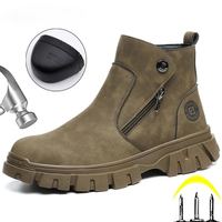 Botas de Trabajo con Puntera de Acero, Cierre Lateral, Antideslizantes, Anti-Impactos, Anti-Pinchazos, Impermeables, para Construcción Industrial