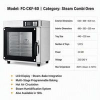 Four à vapeur à convection commercial JIEYI pour restaurants et hôtels, contrôle numérique, 3800W, 5 étagères, installation autoportante/encastrable