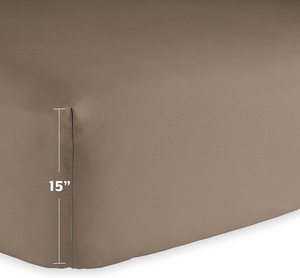 <strong>Bedding</strong> Fitted Sheet Soft Brushed Microfiber Deep Pockets Shrinkage and Fade Resistant Easy Care Twin XL <strong>Taupe</strong> - Product Image 3