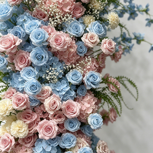 Arreglo de Flores Artificiales en Cascada Rosa y Azul Macaron para Decoración de Fondo de Arco de Boda - Product Image 4